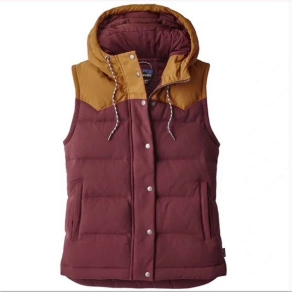 Patagonia Jackets & Blazers - Patagonia Bivy Hooded Down Filled Puffer Vest in Maroon Rare